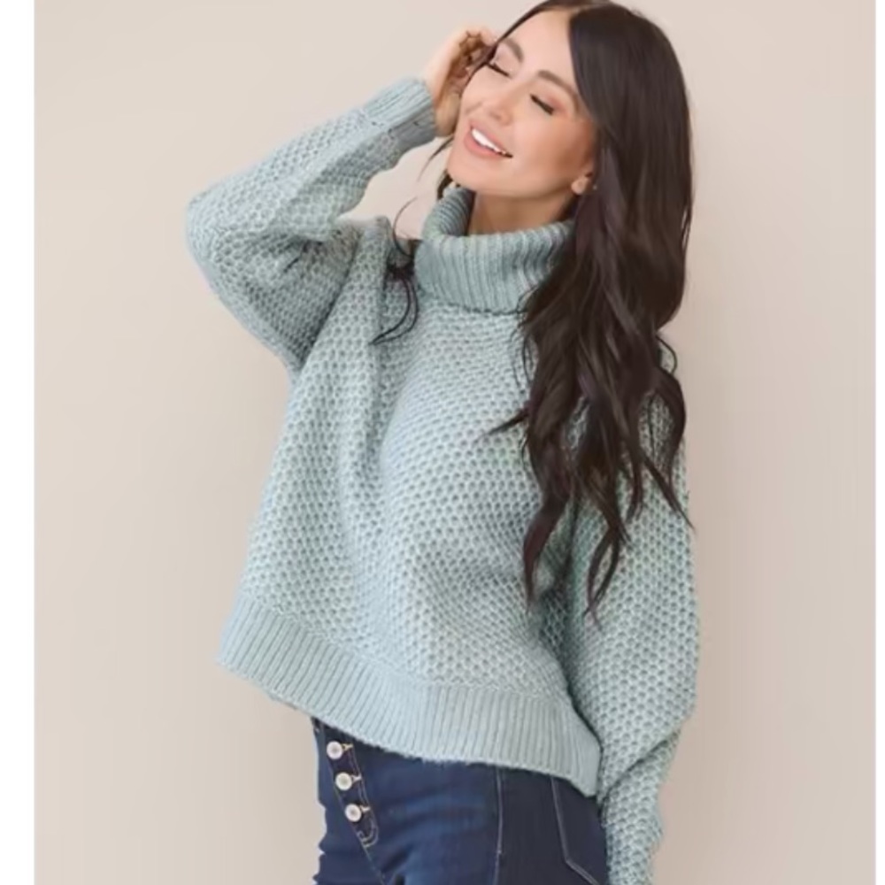 Melange Turtleneck Waffle Sweater - Picture 2 of 7